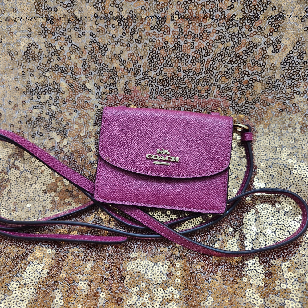 Coach Pink Pebbled Leather Micro Mini Crossbody Bag